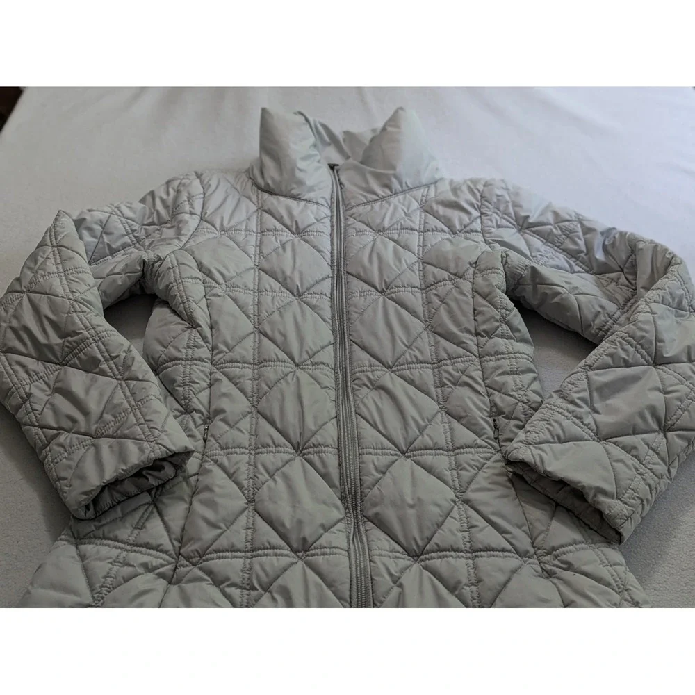 Patagonia Puffer Jacket Women Worn Wear® Low Sky Sz‎ Med Parka Gray Lightweight